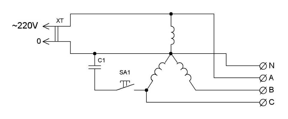 Как из 380 сделать 220 вольт схема подключения