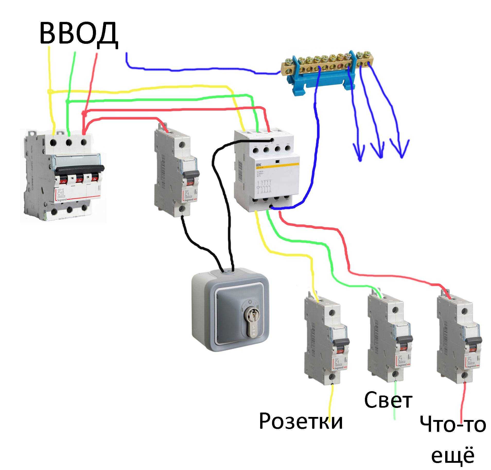 Схема подключения контактора 220в ABB