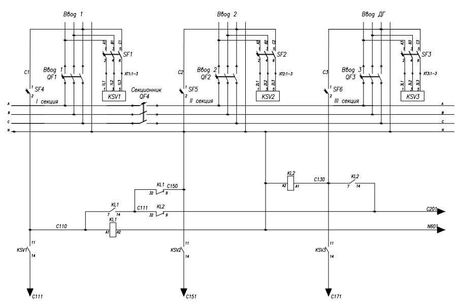 Схема авр на 3 ввода с дизель генератором