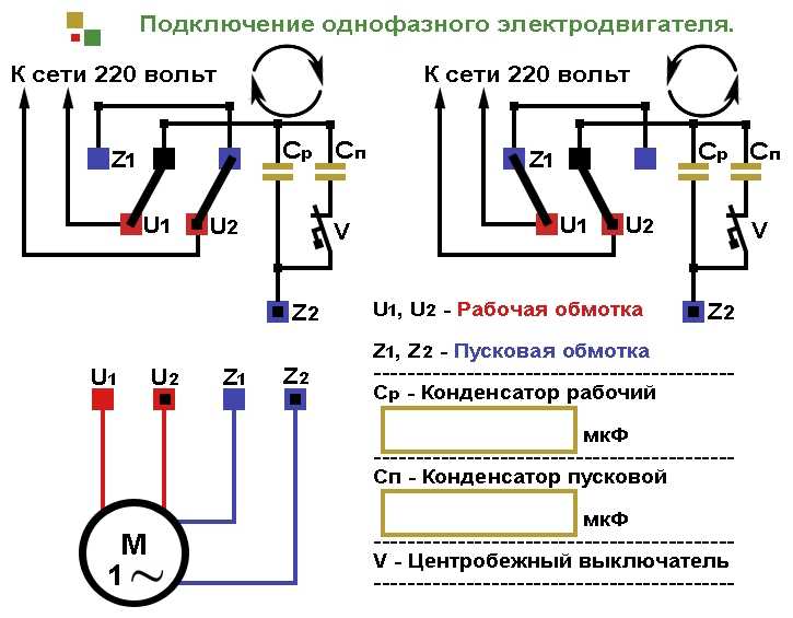 Что такое конденсаторный электродвигатель, какой у него принцип работы Как подобрать конденсатор к двигателю Схема подключения с реверсом и без реверса
