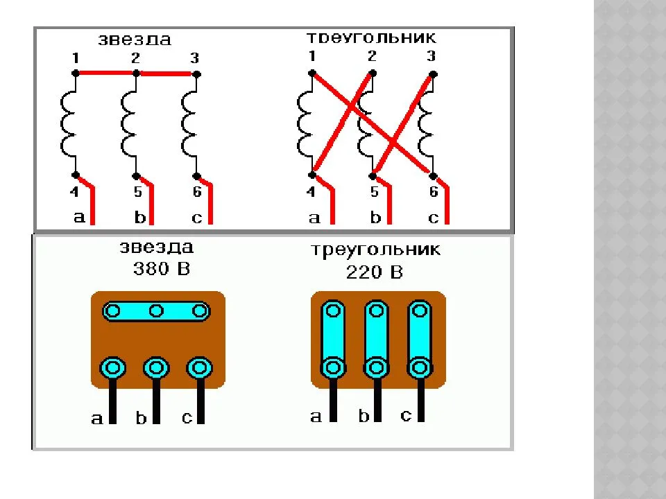Схема подключения в звезду и в треугольник