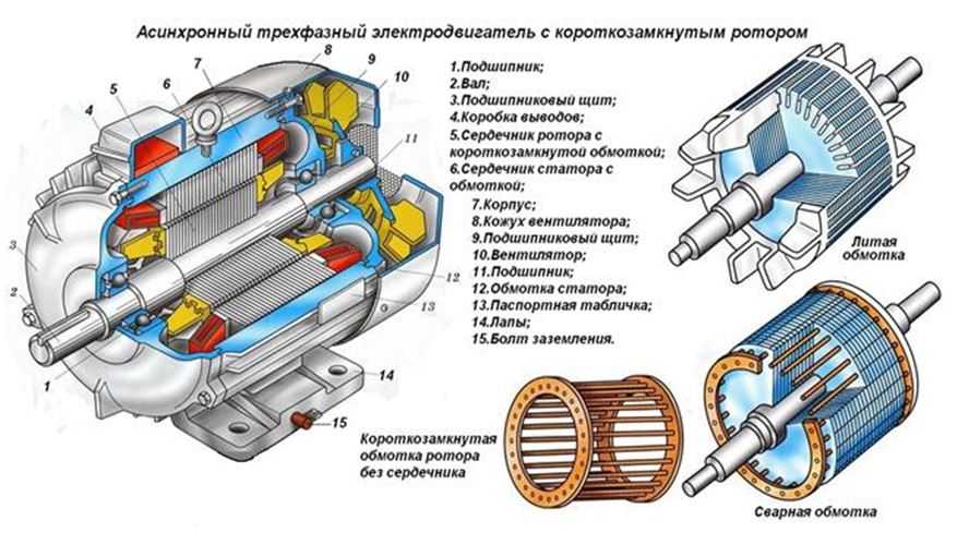 Схема устройства электродвигателя