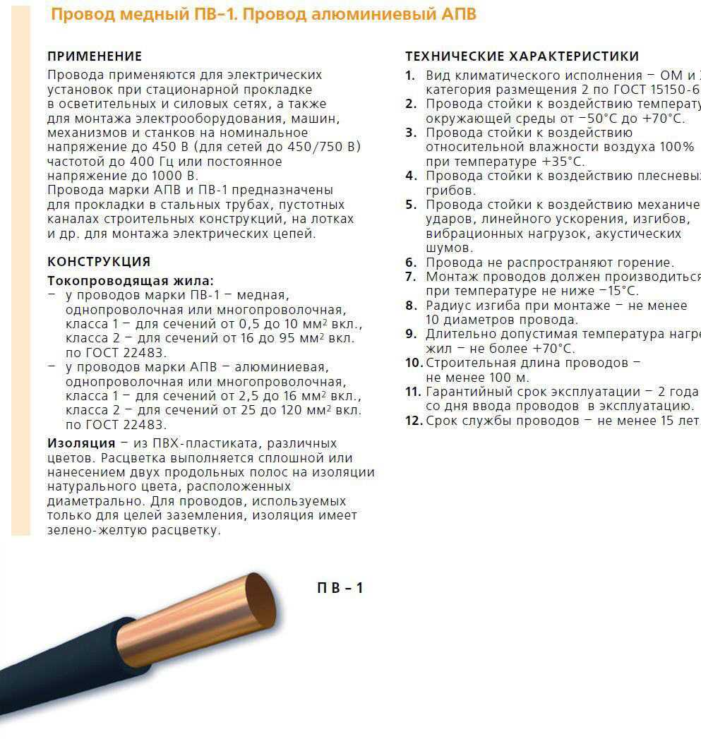 Технические характеристики и расшифровка маркировки провода пв-1