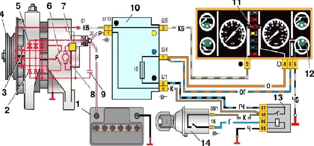Схема зарядки аккумулятора от генератора ваз 2106 карбюратор