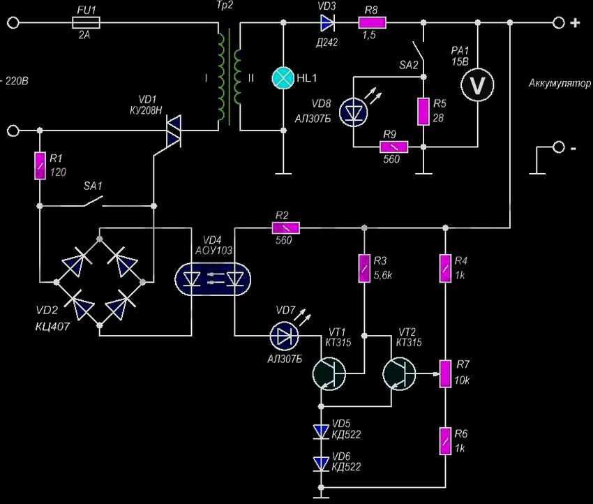 Десульфатирующее зарядное устройство схема