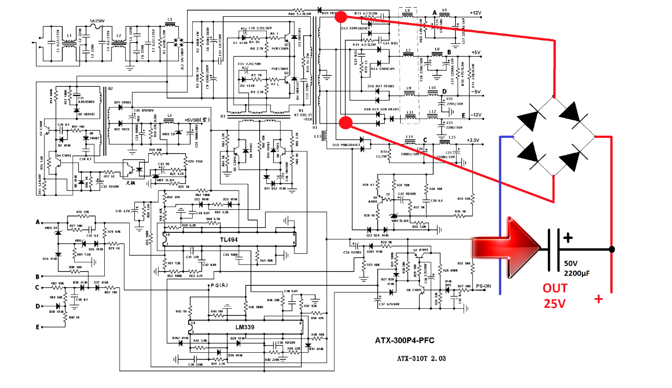 Схемы компьютерных блоков питания atx 400w