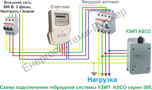 Схема подключения узип в однофазной сети с заземлением