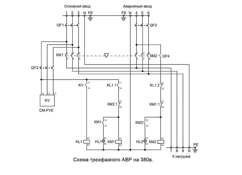 Расключение авр схема