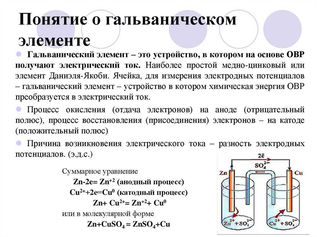 Согласно схеме гальванического элемента