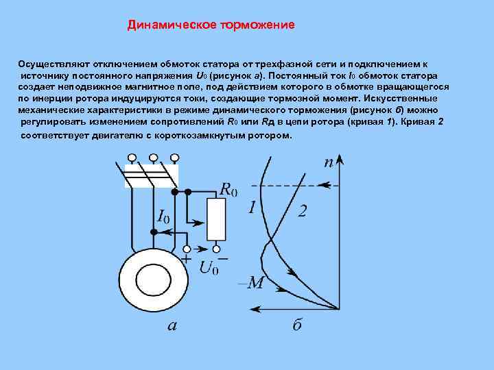 Торможение электроприводов с двигателями постоянного тока последовательного возбуждения: динамическое (реостатное) с независимым возбуждением и с самовозбуждением и торможение противовключением. тормо
