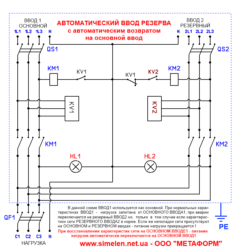 Принципиальная схема включения авр