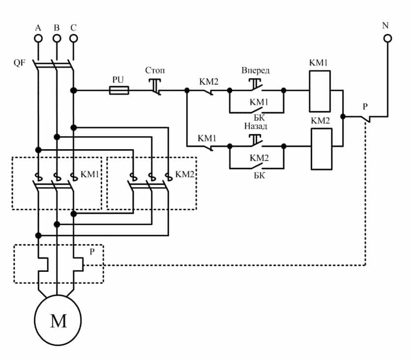Реверс магнитного пускателя схема подключения