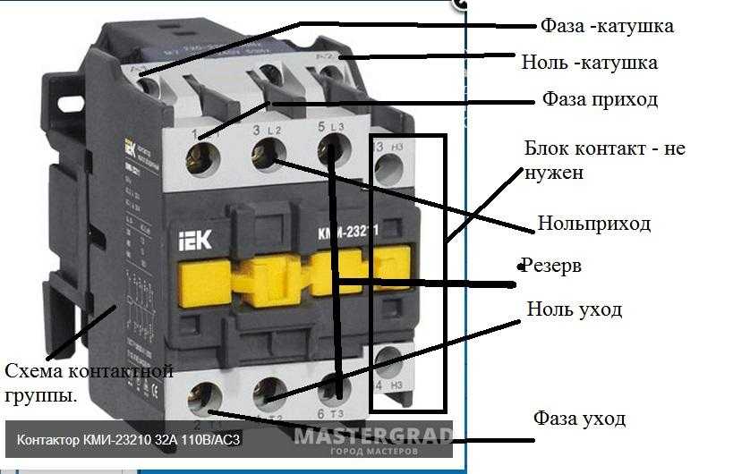 Обозначение контактора на электрической схеме