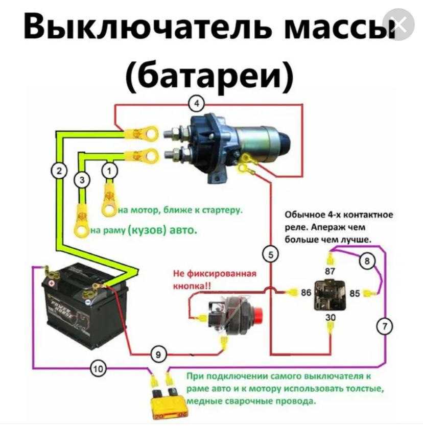 Схема подключения к аккумулятору