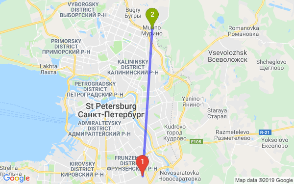 Карта спб расстояние
