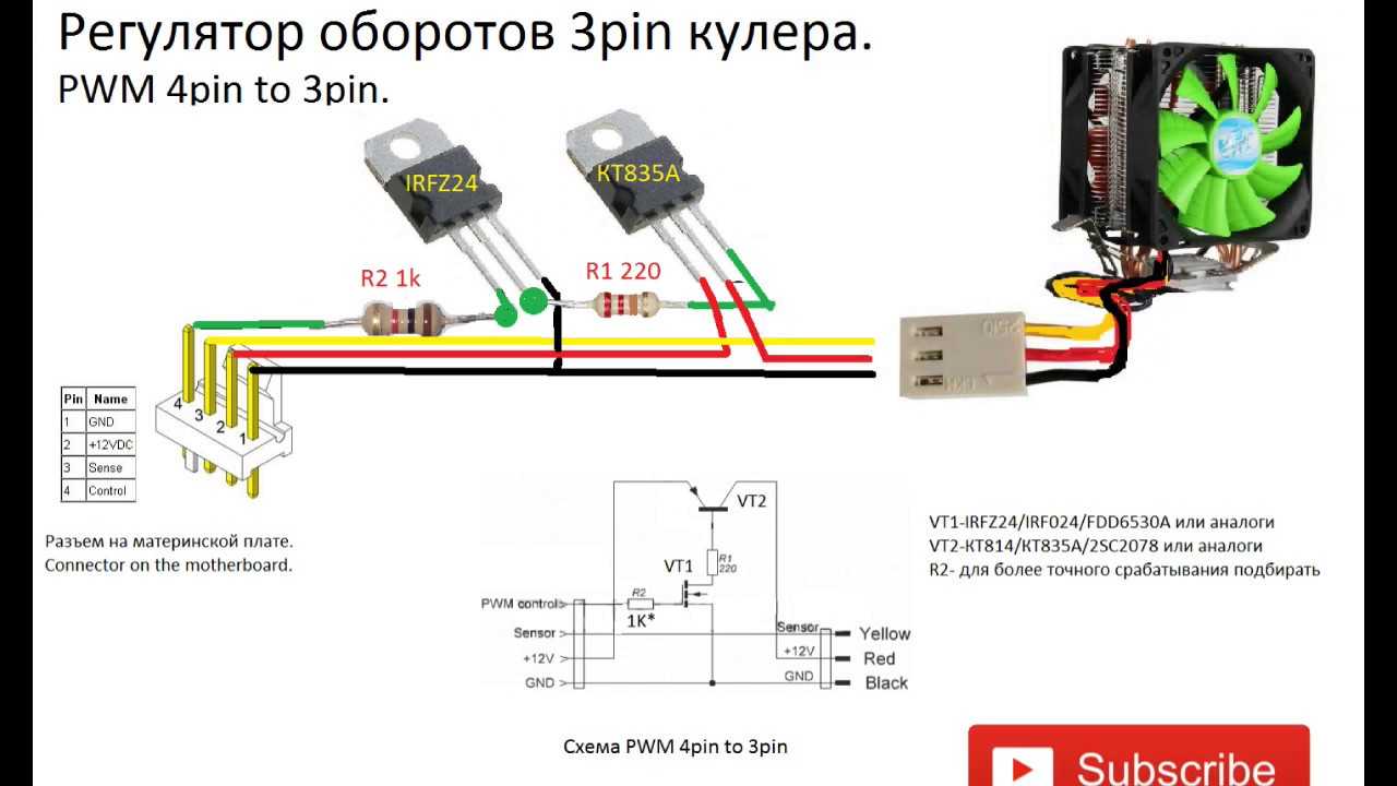 Схема подключения 4 pin вентилятора