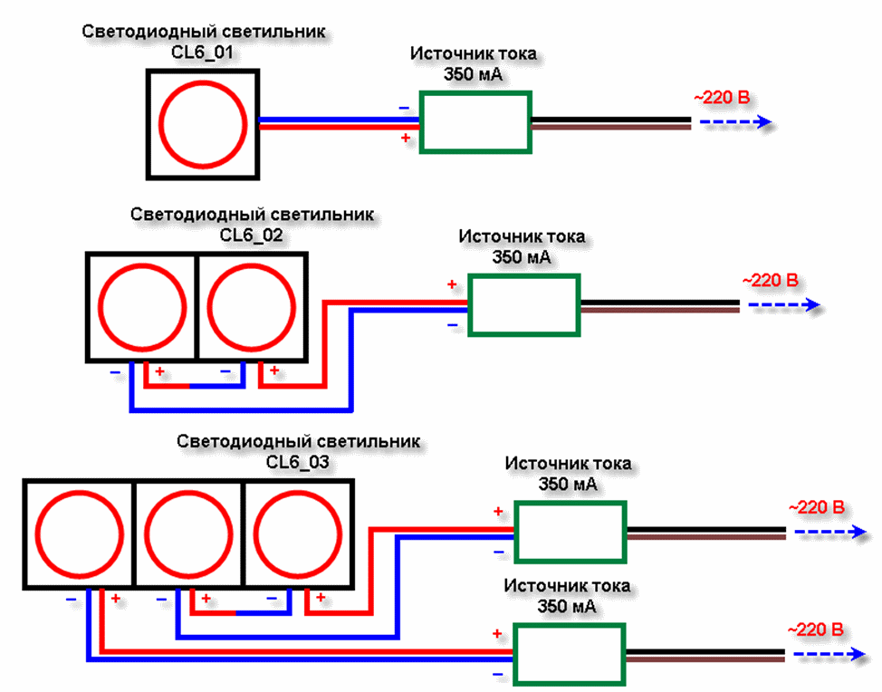 Схема подключения линейного светодиодного светильника