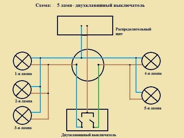 Как подключить два светильника к одному выключателю