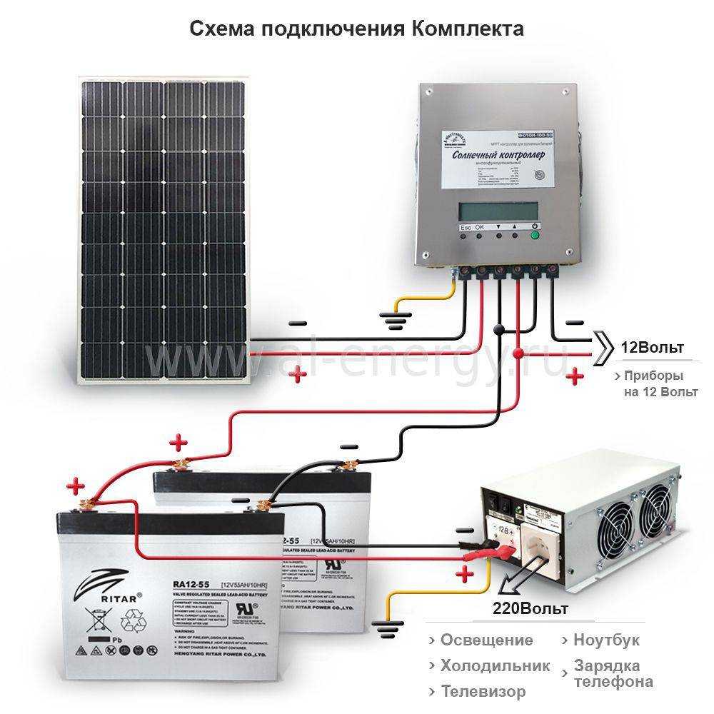 Подключение солнечной батареи к аккумулятору схема