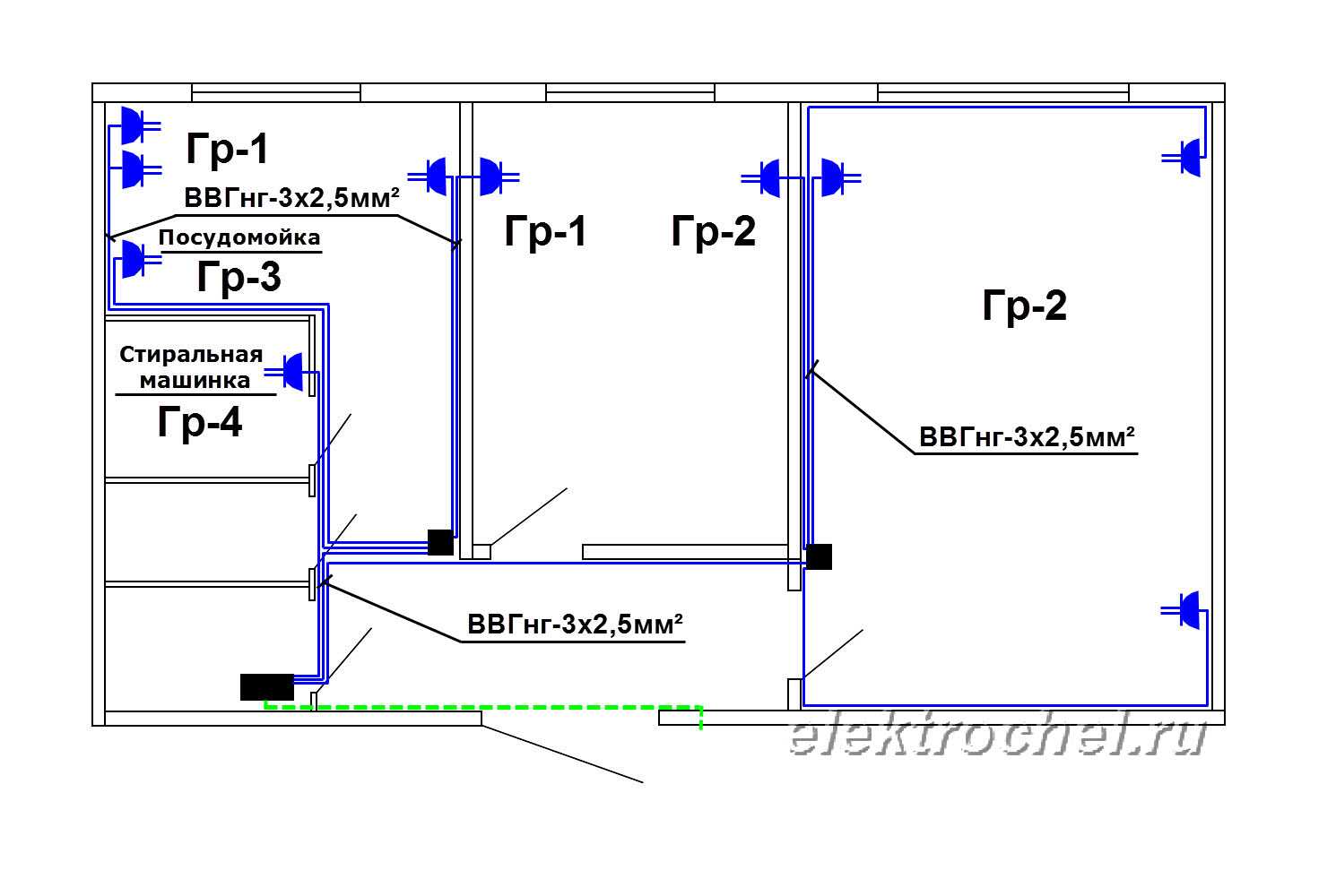 Схема проводки в панельных домах 3 х комнатных