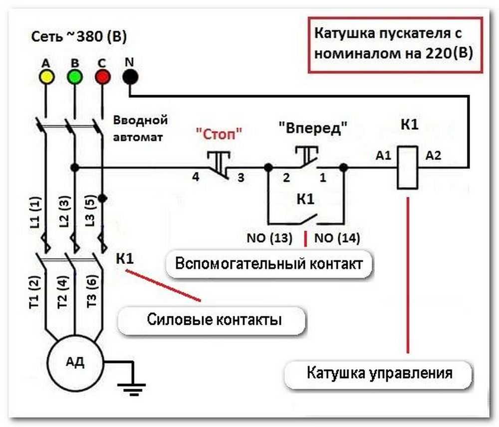 Схема подключения кнопки старт стоп электродвигателя