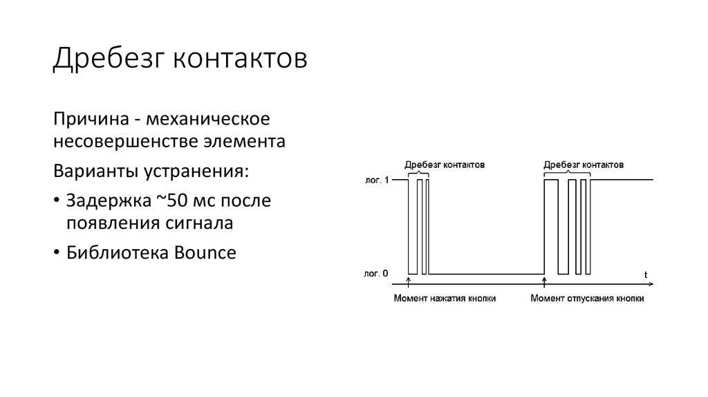 Что такое дребезг контактов, какие причины возникновения данного явления и чем оно опасно Программные и аппаратные способы подавления дребезга контактов
